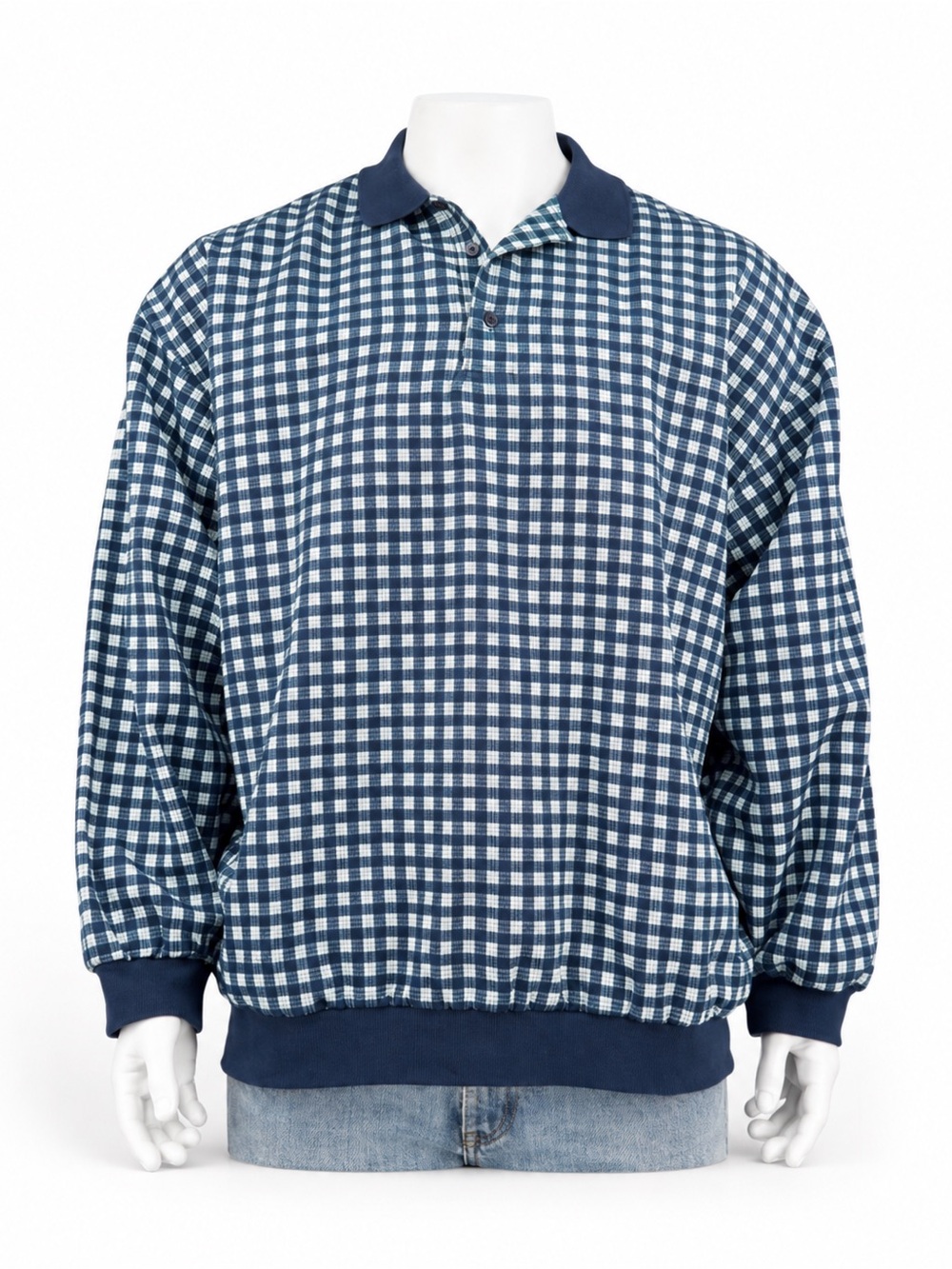 Vintage Guess Golf Blue White Checkered Pullover Jacket